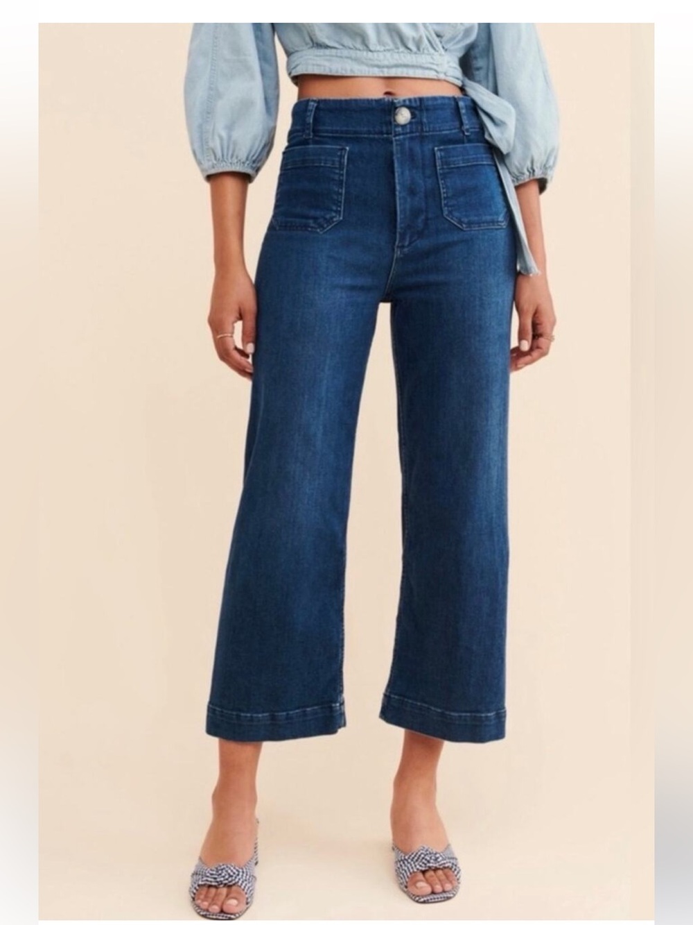 Anthropologie Pilero The Skipper Cropped Wide Leg Jeans Sz 27 tall